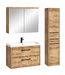 Badkamermeubel Florence 80cm complete set met spiegelkast - kastanje eiken