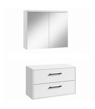 Wastafelkast Florence 80cm met spiegelkast - hoogglans wit
