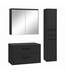 Wastafelkast Florence 80cm complete set met spiegelkast en kolomkast - mat zwart