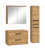 Wastafelkast Florence 80cm complete set met spiegelkast en kolomkast - kastanje eiken