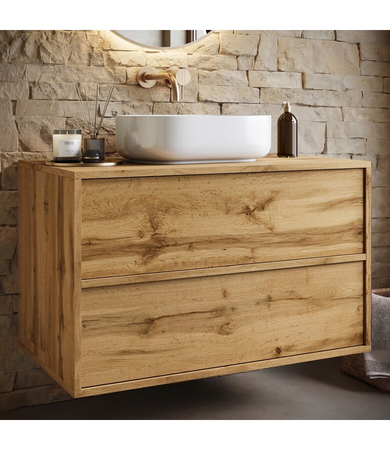 Wastafelkast Mali - 80 x 46 x 54 cm - eiken