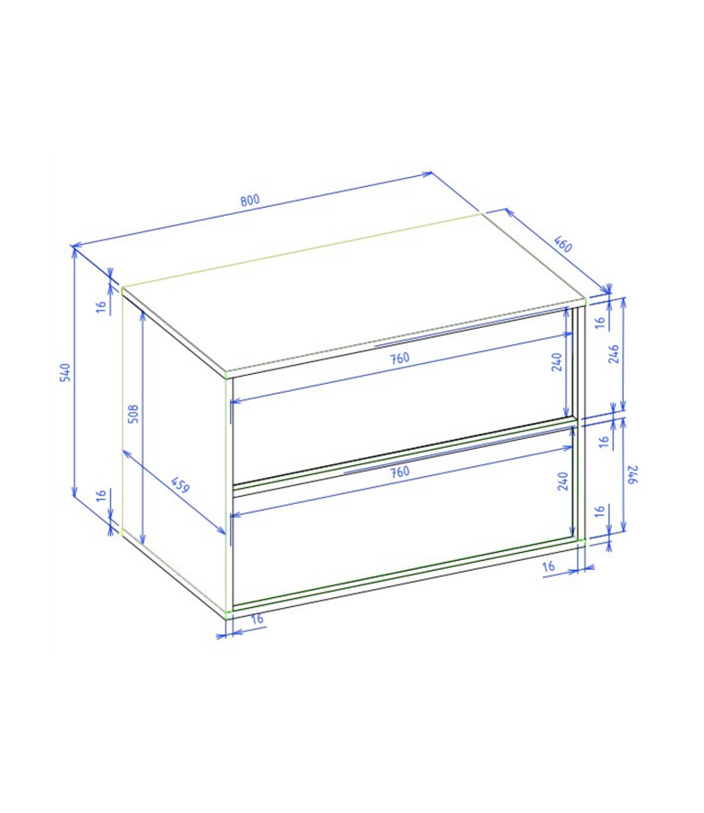 Wastafelkast Mali met kolomkast - 80 x 46 x 54 cm - eiken