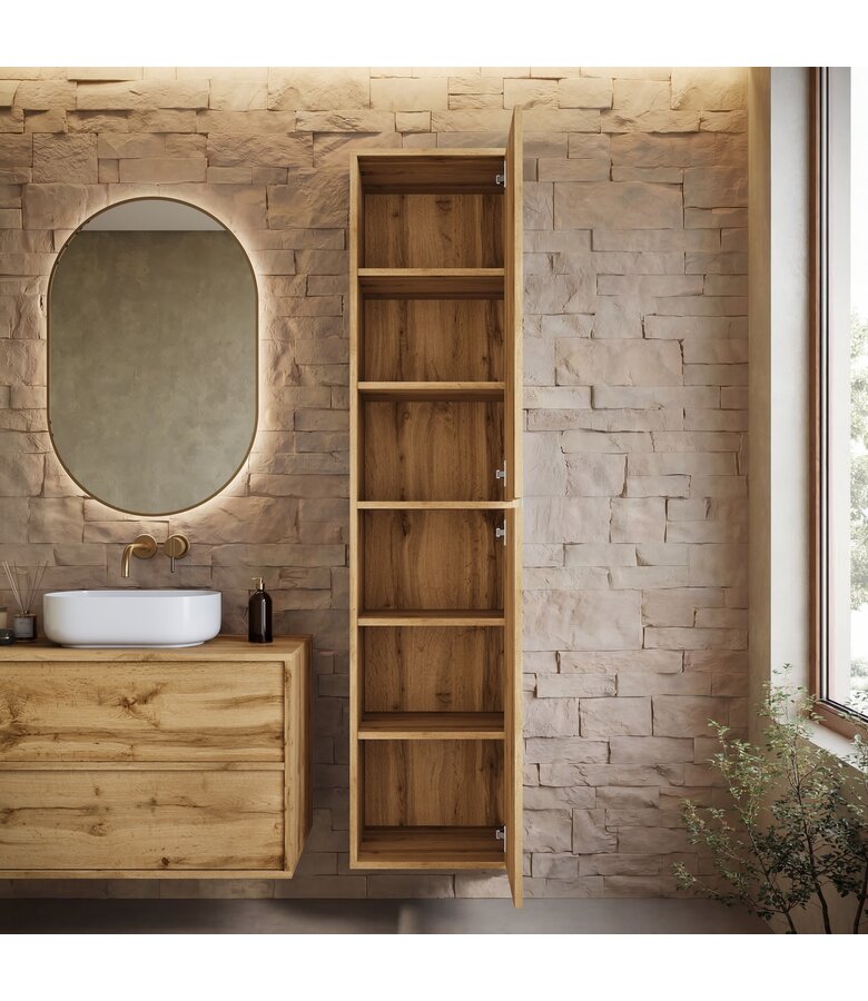 Badkamerkast Mali 38 x 33 x 160 cm - eiken