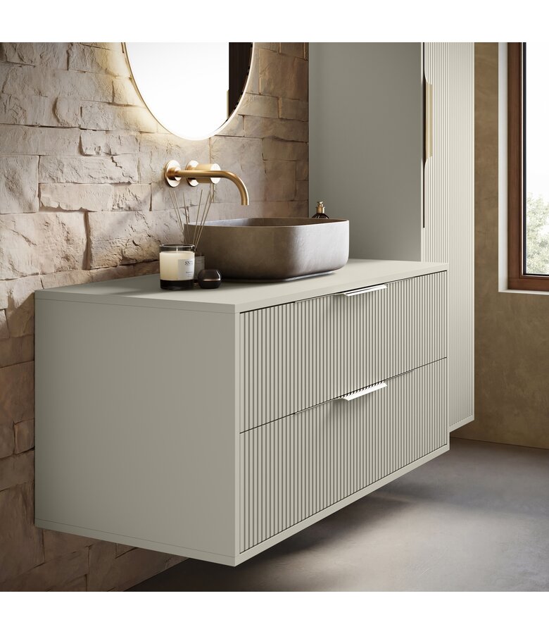 Wastafelkast Rimini met kolomkast - 100 x 46 x 46 cm - beige