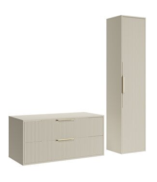 Wastafelkast Rimini met kolomkast - 100 x 46 x 46 cm - beige