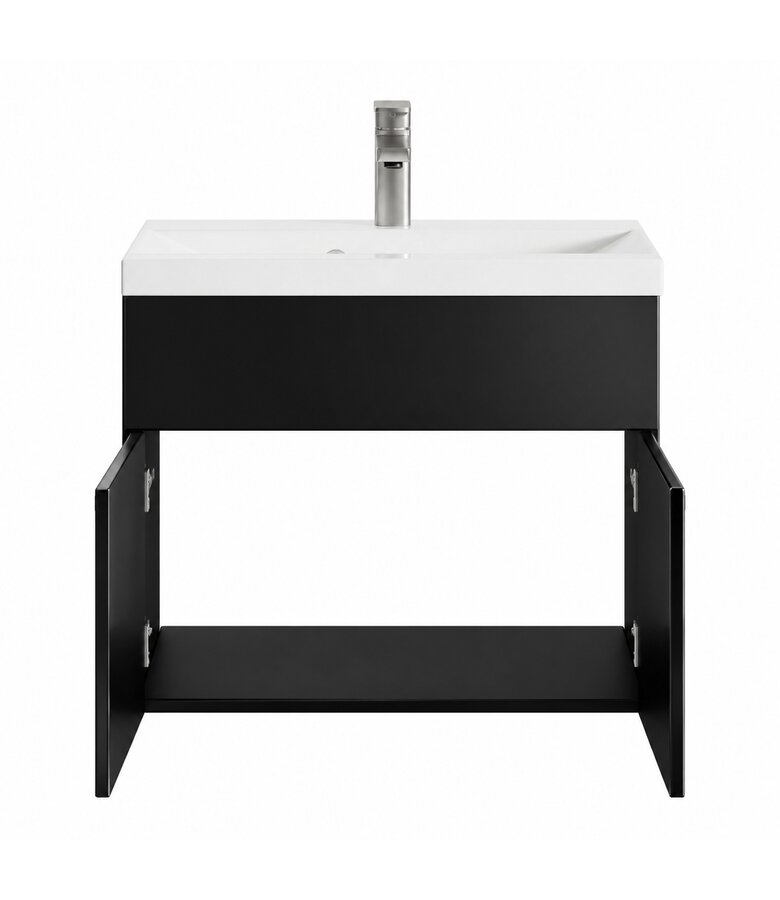 Badkamermeubel Montreal 01 60cm met wastafel - hoogglans zwart