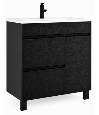 Badkamermeubel Salzburg 80cm - zwart houtnerf