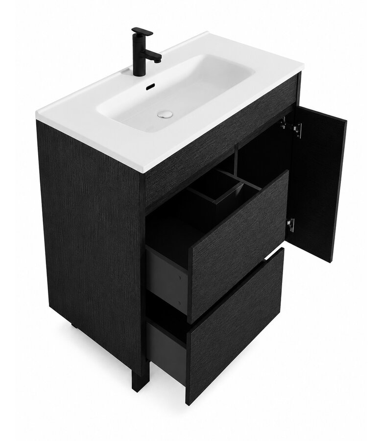 Badkamermeubel Salzburg 80cm - zwart houtnerf