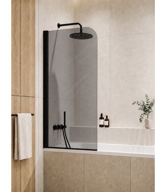 Badwand Torino 60 x 140 cm - rookglas - zwart - nano coating
