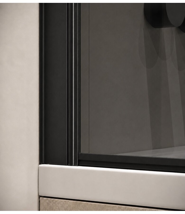 Badwand Torino 60 x 140 cm - rookglas - zwart - nano coating