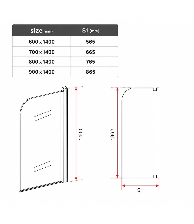 Badwand Torino 70 x 140 cm - chroom - nano coating