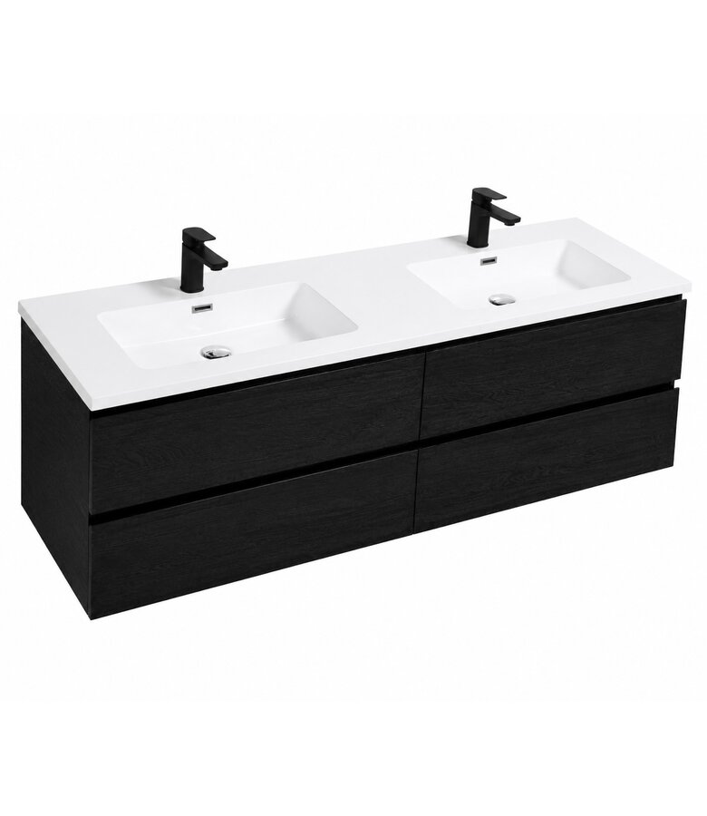 Badkamermeubel Angela 160cm - zwart houtnerf