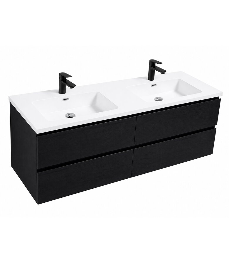 Badkamermeubel Angela 140cm - zwart houtnerf