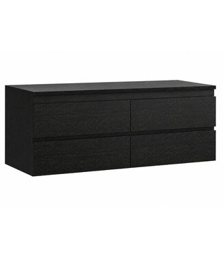 Wastafelkast Angela 140 x 48 x 54 cm - zwart houtnerf - met bovenblad