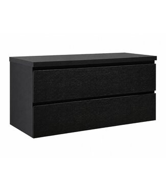 Wastafelkast Angela 120 x 48 x 54 cm - zwart houtnerf - met bovenblad