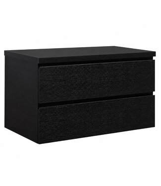 Wastafelkast Angela 100 x 48 x 54 cm - zwart houtnerf - met bovenblad