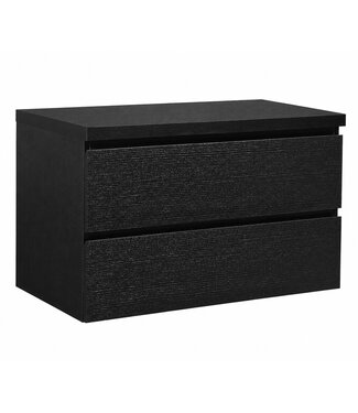 Wastafelkast Angela 90 x 48 x 54 cm - zwart houtnerf - met bovenblad