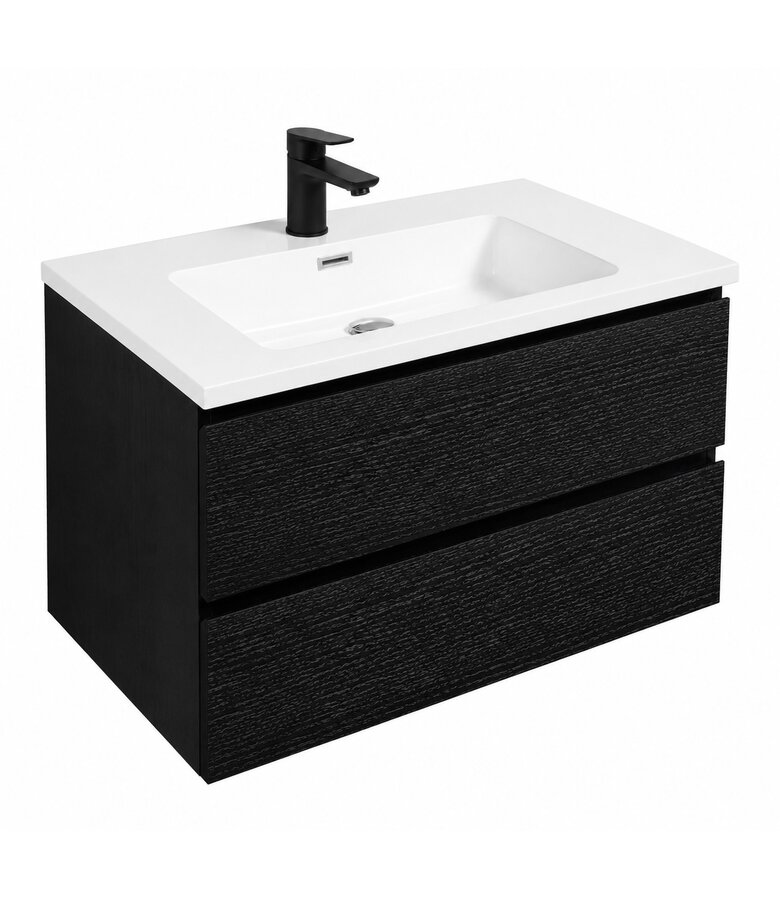 Badkamermeubel Angela 80cm - zwart houtnerf