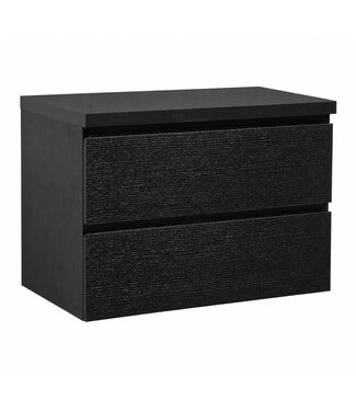 Wastafelkast Angela 80 x 48 x 54 cm - zwart houtnerf - met bovenblad