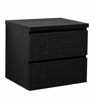 Wastafelkast Angela 60 x 48 x 54 cm - zwart houtnerf - met bovenblad