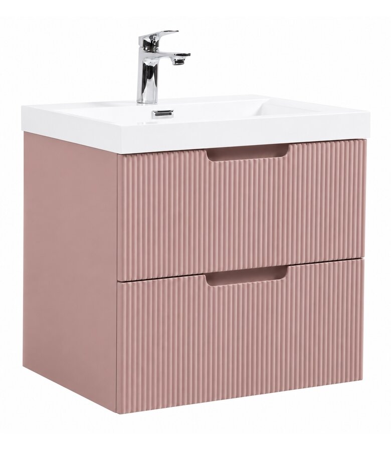 Badkamermeubel Thermis 60 cm met kolomkast - mat roze