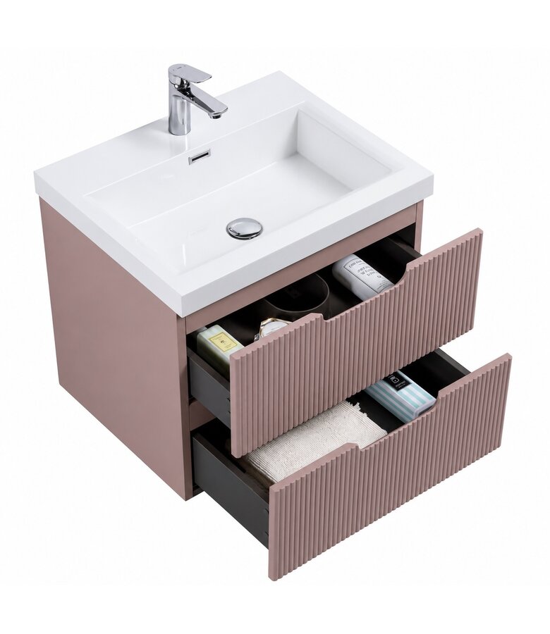Badkamermeubel Thermis 60 cm met kolomkast - mat roze
