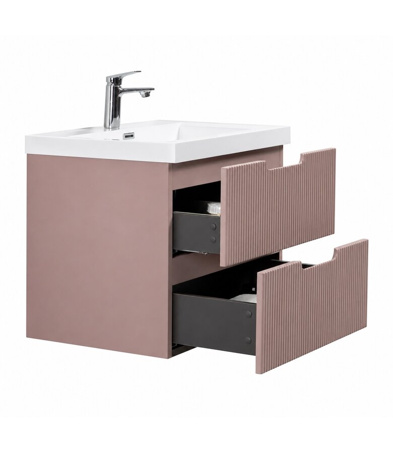 Badkamermeubel Thermis 60 cm met kolomkast - mat roze