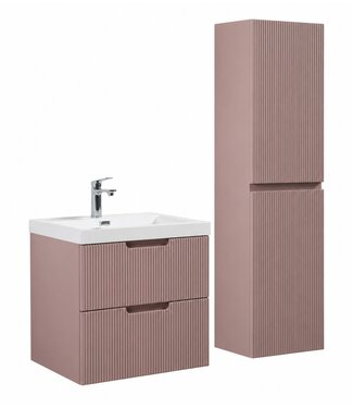 Badkamermeubel Thermis 60 cm met kolomkast - mat roze