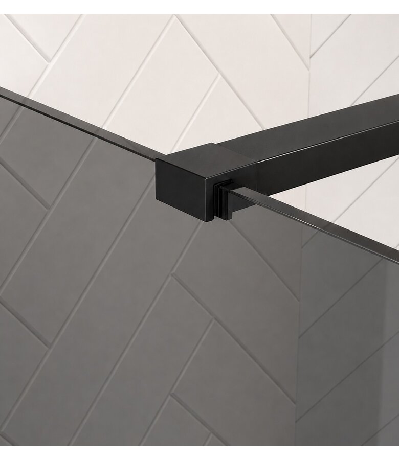 Douchewand Rizani 60 x 200 cm - rookglas - zwart - inloopdouche 8mm