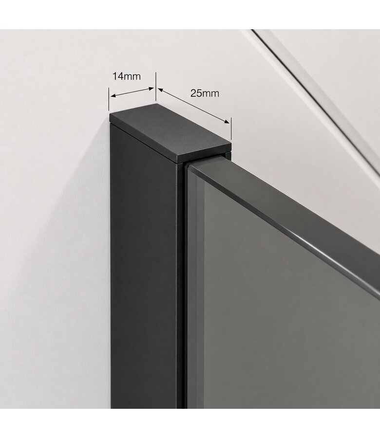 Douchewand Rizani 60 x 200 cm - rookglas - zwart - inloopdouche 8mm