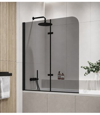 Badwand Austin 120 x 140 cm - rookglas - zwart - nano coating