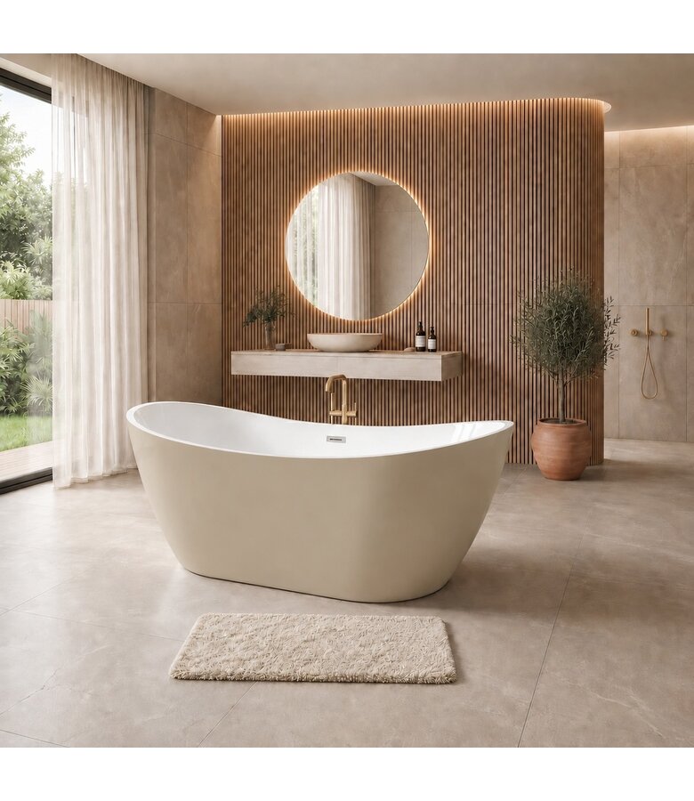 Vrijstaand ligbad Alegre - 170 x 78 x 68 cm - mat beige