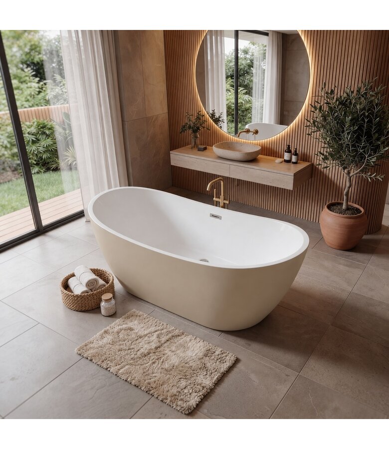 Vrijstaand ligbad Alegre - 170 x 78 x 68 cm - mat beige