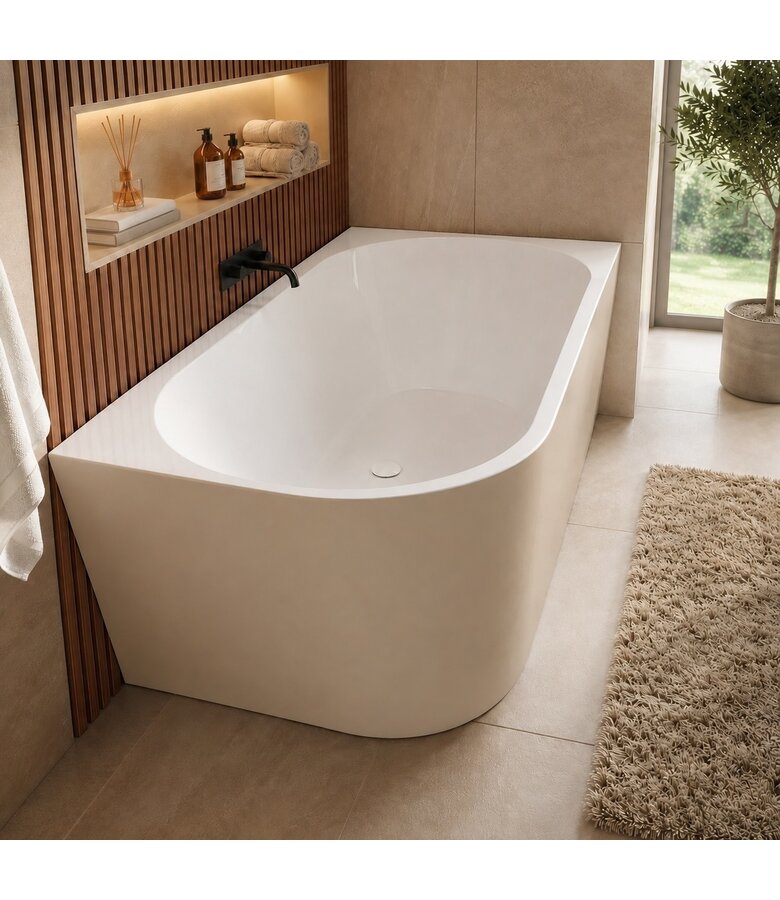 Hoekbad Isia 170 x 78 x 60 cm - links - mat beige