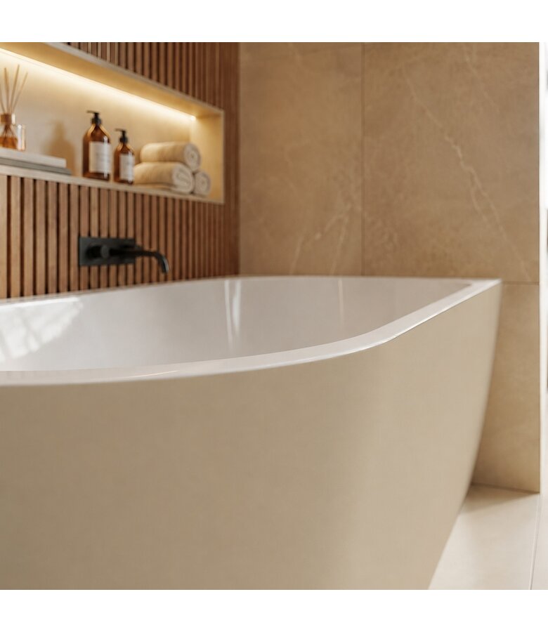 Hoekbad Isia 170 x 78 x 60 cm - links - mat beige