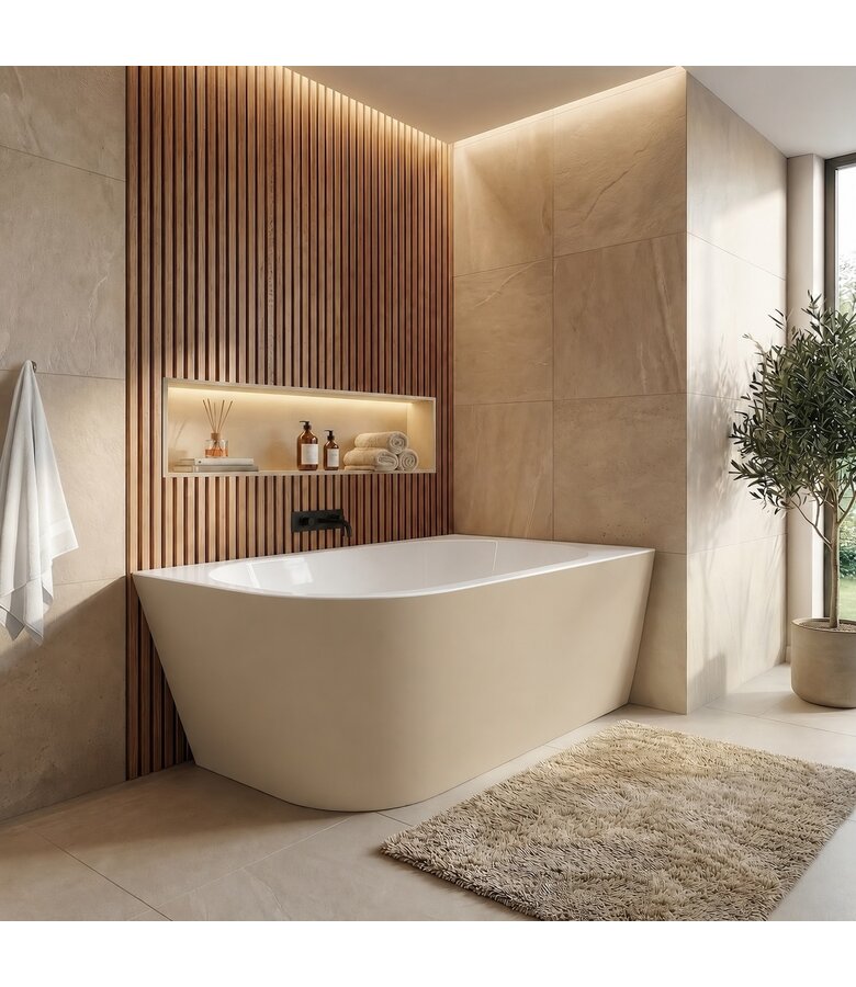 Hoekbad Isia 170 x 78 x 60 cm - links - mat beige