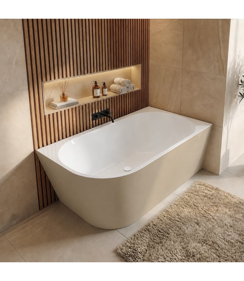 Hoekbad Isia 170 x 78 x 60 cm - links - mat beige