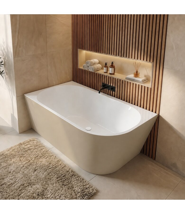 Hoekbad Isia 170 x 78 x 60 cm - rechts - mat beige