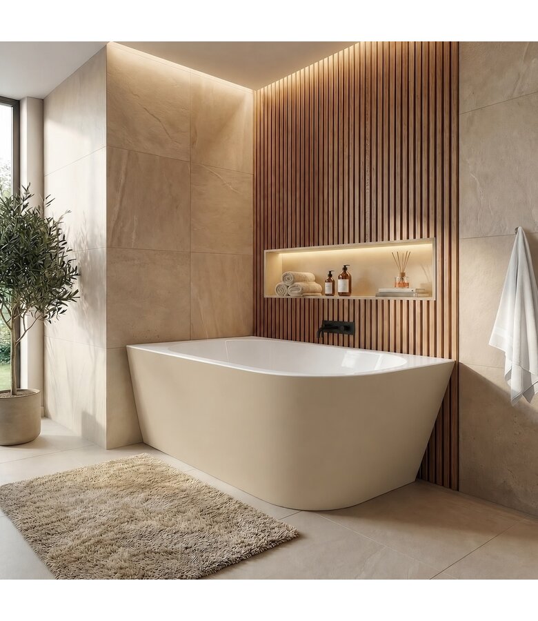 Hoekbad Isia 170 x 78 x 60 cm - rechts - mat beige
