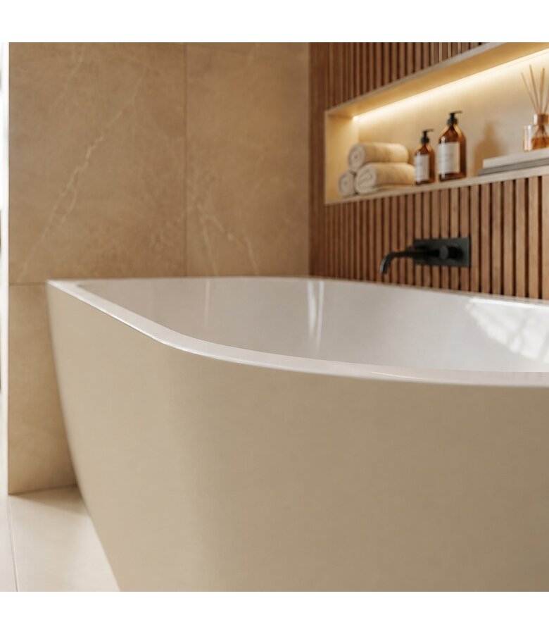 Hoekbad Isia 170 x 78 x 60 cm - rechts - mat beige