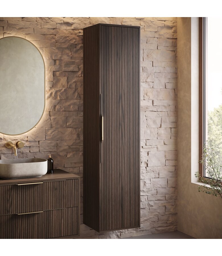 Badkamerkast Rimini 38 x 33  x 170 cm - walnoot bruin
