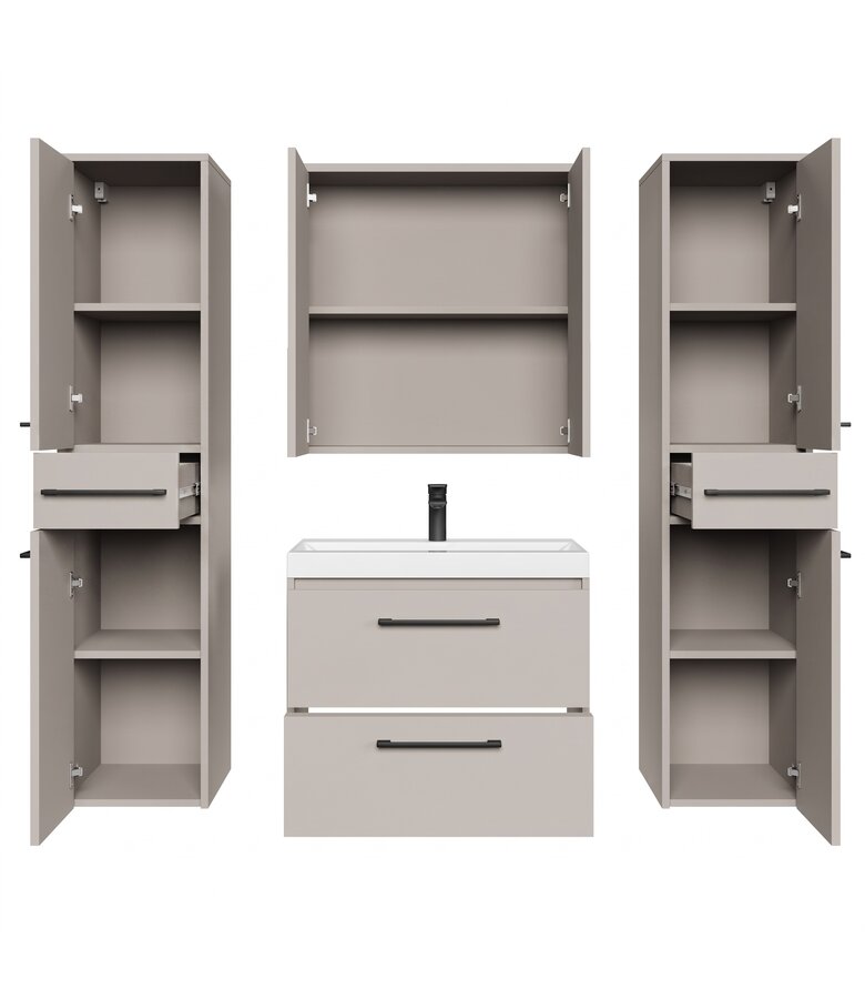 Badkamermeubel Florence 60cm XL set met spiegelkast - beige