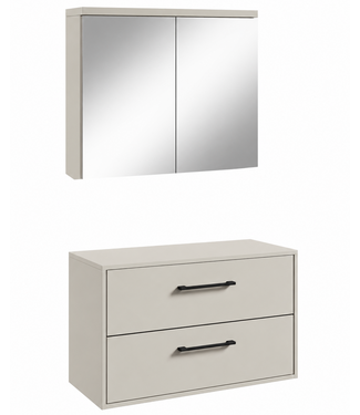 Wastafelkast Florence 80cm met spiegelkast - beige