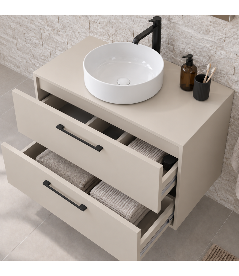 Wastafelkast Florence 80cm met spiegelkast - beige