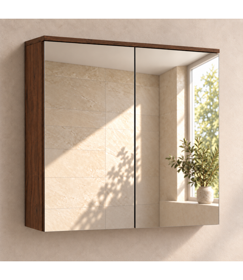 Spiegelkast Toledo 80 x 20 x 60 cm - walnoot bruin