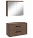 Wastafelkast Florence 80cm met spiegelkast - walnoot bruin