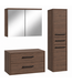 Wastafelkast Florence 80cm complete set met spiegelkast en kolomkast - walnoot bruin