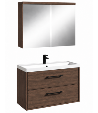 Badkamermeubel Florence 01 80cm met spiegelkast - walnoot bruin