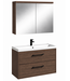 Badkamermeubel Florence 01 80cm met spiegelkast - walnoot bruin