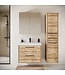 Badkamermeubel Florence 60cm complete set met spiegelkast - kastanje eiken